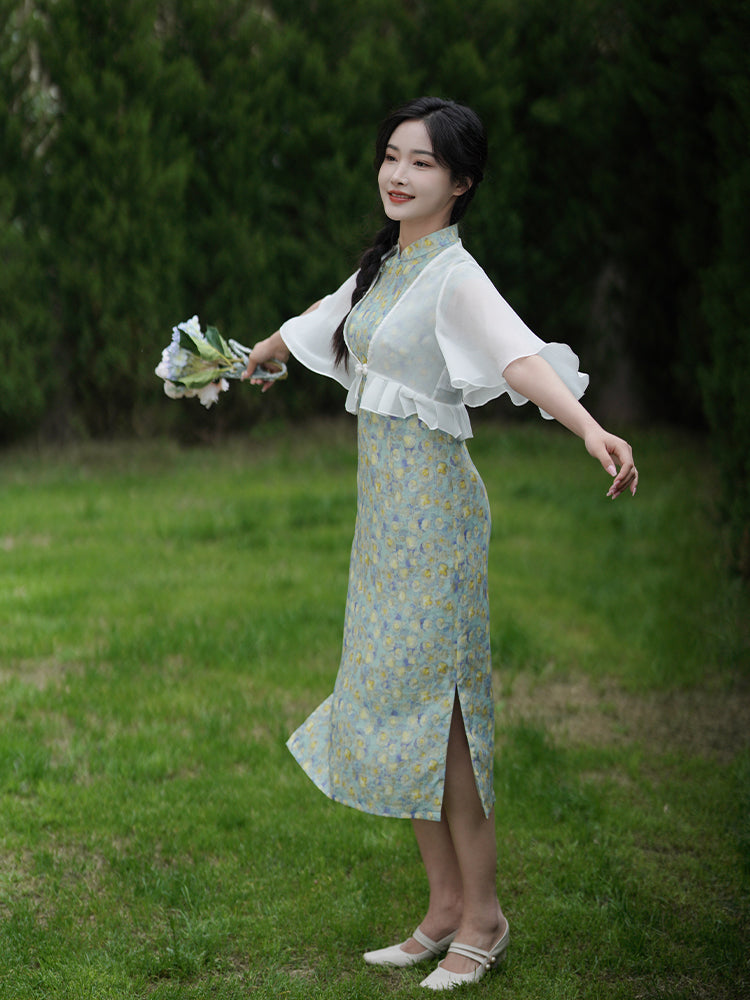 Pure white short version Cardigan(舞苍）