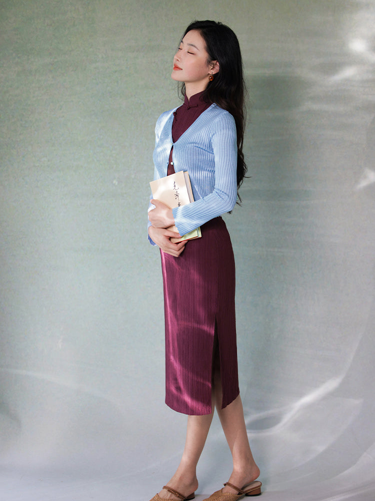 Natural Silk Acetate|flared sleeves Cardigan(俞麦)