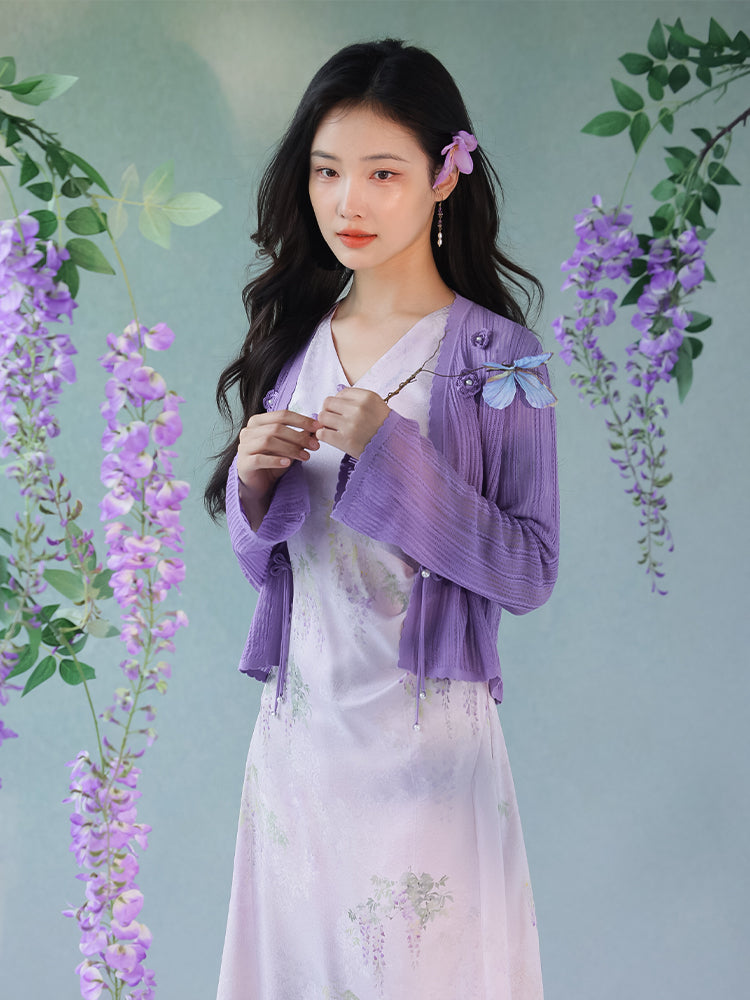 Knit Crochet|Micro Flared Sleeves Knit Cardigan(倾黎）