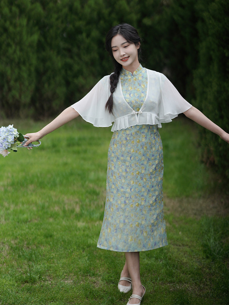 Pure white short version Cardigan(舞苍）