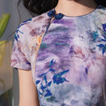 Blue, purple and orange coloring|Modern one-Pieces Qipao top（叶栀）