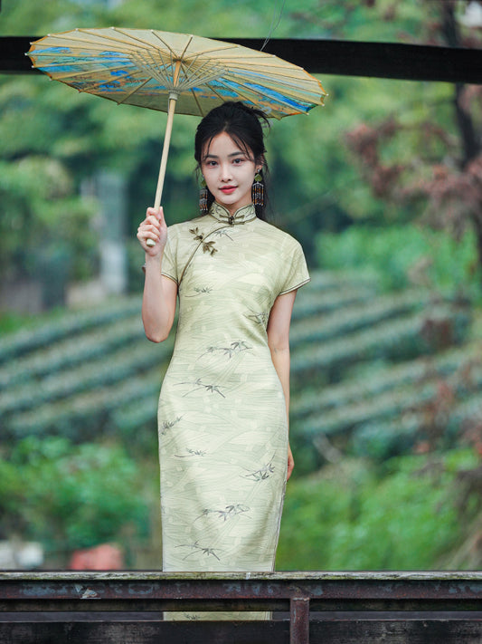 Light green color|Modern one-Pieces Qipao Dress（书瑾）