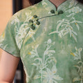 Tender Green Embroidered Lily Orchid | Modern one-Pieces Qipao Dress (杳卿)