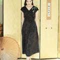 Ink and Black Embroidered Jacquard | Waist-Cinched Neo-Chinese Dresses (竹灵)