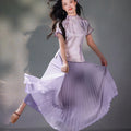 Light and airy simulated silk pleated half-skirt（翩羽）