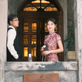 Rose Pink Chiffon Print | Modern one-Pieces Qipao Dress (花间游)
