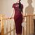 Burgundy Lace Embroidery | Modern one-Pieces Qipao Dress（绯颜）