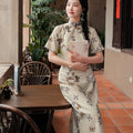 Milky white Butterfly Print | Modern one-Pieces Qipao Dress (蝶涯)