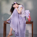 Light and airy simulated silk pleated half-skirt（翩羽）