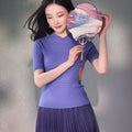 violets|Short Sleeve Qipao Top（罗芙）