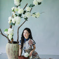 Floral Linen-Textured Chiffon | Modern one-Pieces Qipao Dress (梦虞)