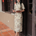 Milky white Butterfly Print | Modern one-Pieces Qipao Dress (蝶涯)