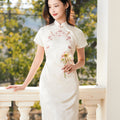 Ivory Vintage Ruyi Embroidery  | Modern one-Pieces Qipao Dress（玉茗）