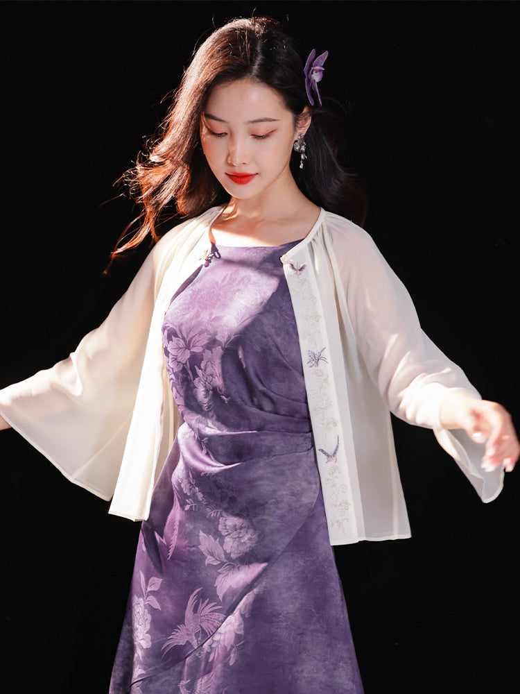 Transparent white|Butterfly Embroidery cardigan（淑蝶）