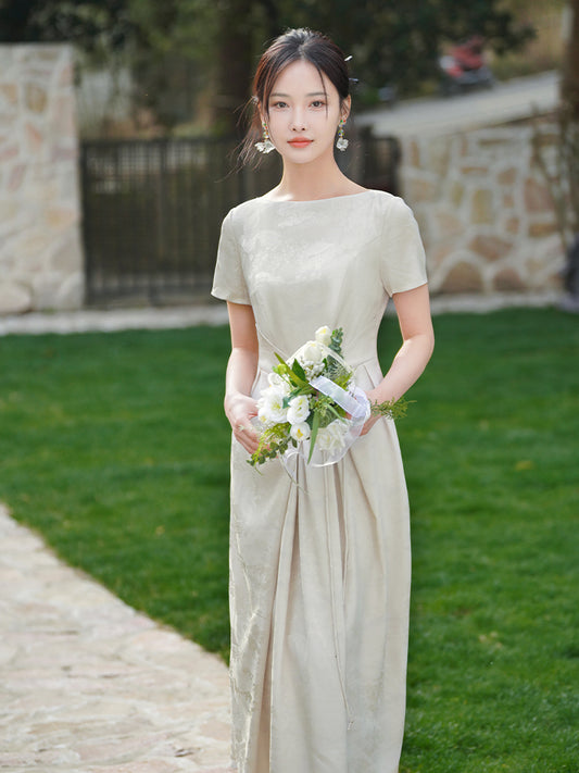 ivory white|Modern one-Pieces Qipao Dress（拢月）