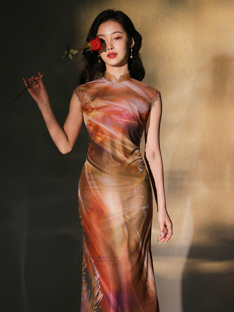 swoosh of sunset|Modern one-Pieces Qipao Dress（鎏光）