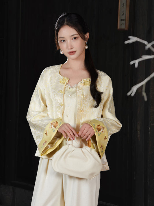Vintage-Inspired Republic Era Schoolgirl Dress  | Velvet Cheongsam Top（琳悦）
