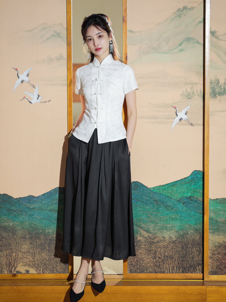 ink and black|Modern one-Pieces Chinese style shirt(月吟）