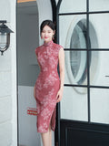 Leather Pink|Modern one-Pieces Qipao Dress（相思子）