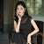 Refined Ink Black Sophistication | Modern one-Pieces Qipao Dress (扶芳)
