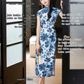 Imperial Kiln-inspired blue-white motif| Modern one-Pieces Qipao Dress（珈蓝）