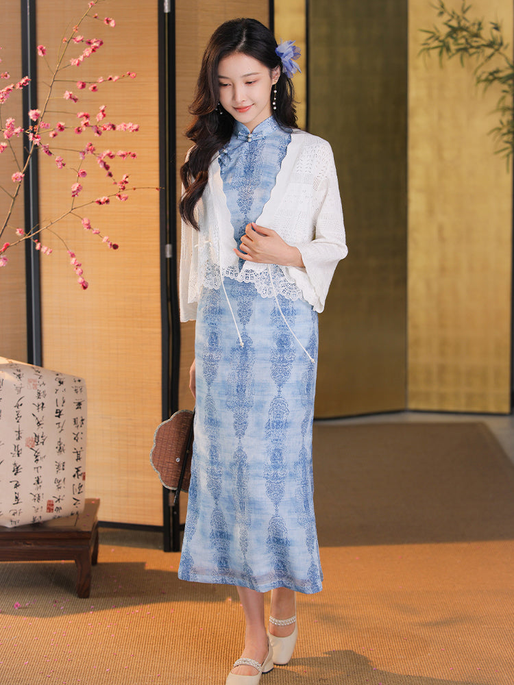 Milky White Knit Lace| Elegant Cardigan Wrap (思汀)