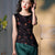 Flower color on black background|pleated Qipao a sleeveless garment（云笺）