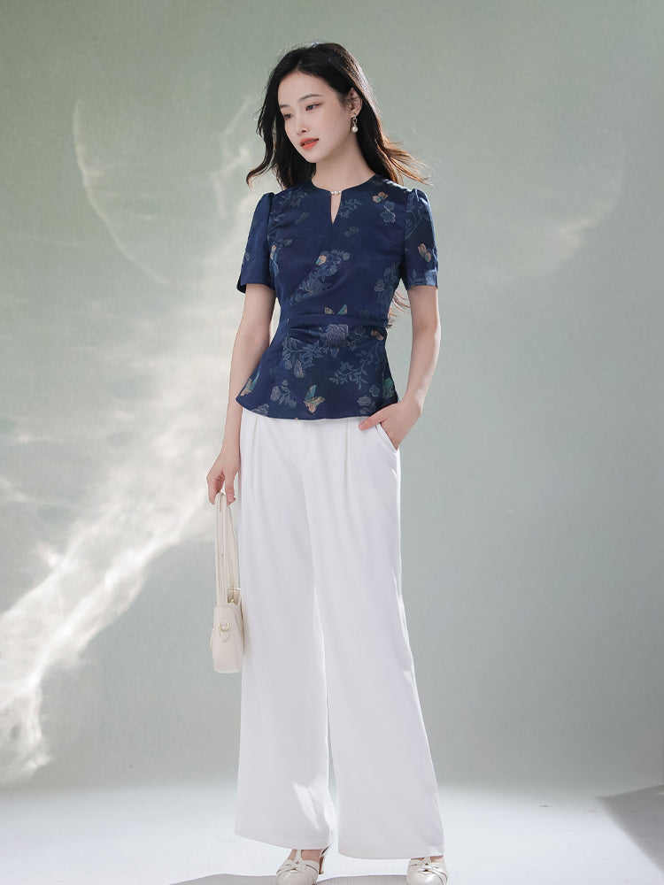 Linen White|straight legged pants（岫白）