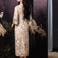 Apricot-White Relaxed Fit| Modern one-Pieces Qipao Dress（鞠依）