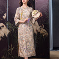 Apricot-White Relaxed Fit| Modern one-Pieces Qipao Dress（鞠依）