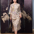 Apricot-White Relaxed Fit| Modern one-Pieces Qipao Dress（鞠依）