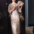 Apricot-White Relaxed Fit| Modern one-Pieces Qipao Dress（鞠依）