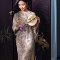 Apricot-White Relaxed Fit| Modern one-Pieces Qipao Dress（鞠依）