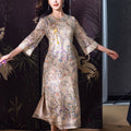 Apricot-White Relaxed Fit| Modern one-Pieces Qipao Dress（鞠依）