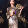 Apricot-White Relaxed Fit| Modern one-Pieces Qipao Dress（鞠依）