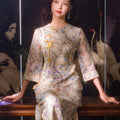 Apricot-White Relaxed Fit| Modern one-Pieces Qipao Dress（鞠依）