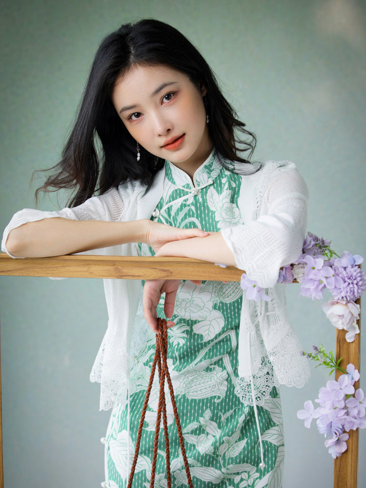 Milky White Knit Lace| Elegant Cardigan Wrap (思汀)