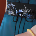 Peacock Blue Silk Satin Artisanal Embroidery | Neo-Chinese Dress (莞莞)