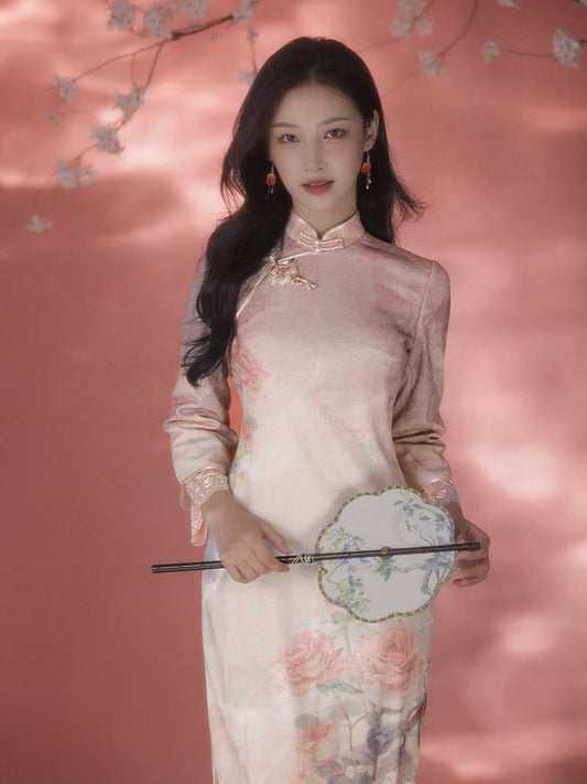 Rose Placement Print | Modern one-Pieces Qipao Dress（瑰颜）