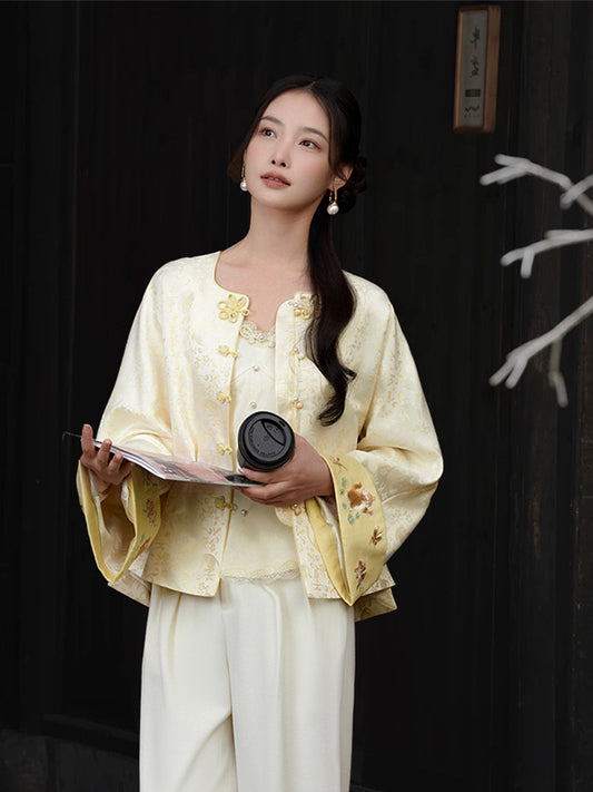 Vintage-Inspired Republic Era Schoolgirl Dress  | Velvet Cheongsam Top（琳悦）