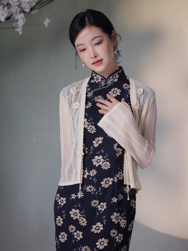 Knit Crochet|Micro Flared Sleeves Knit Cardigan(倾黎）