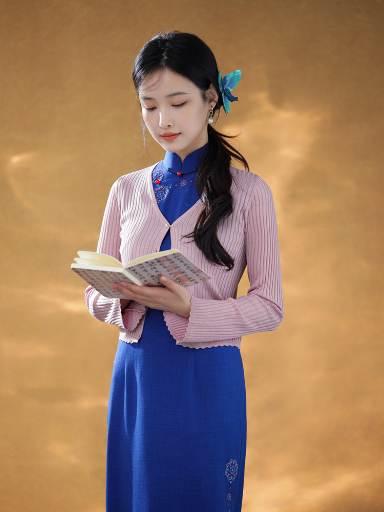 Natural Silk Acetate|flared sleeves Cardigan(俞麦)