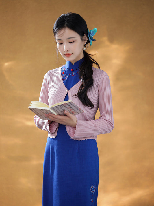 Natural Silk Acetate|flared sleeves Cardigan(俞麦)