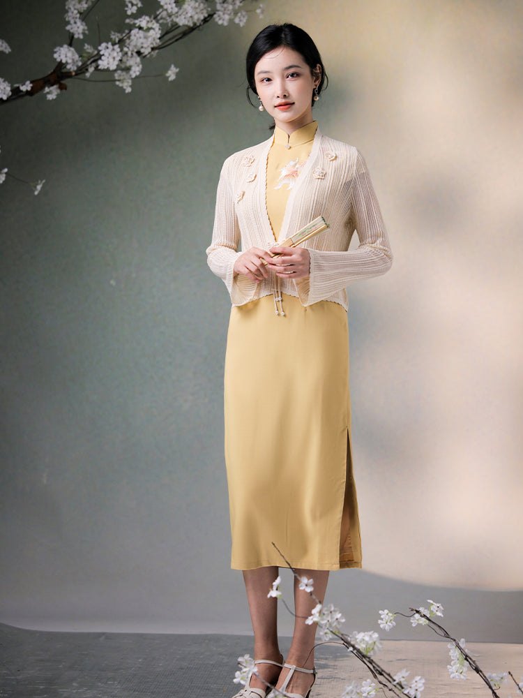 Knit Crochet|Micro Flared Sleeves Knit Cardigan(倾黎）