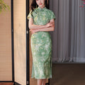 Tender Green Embroidered Lily Orchid | Modern one-Pieces Qipao Dress (杳卿)