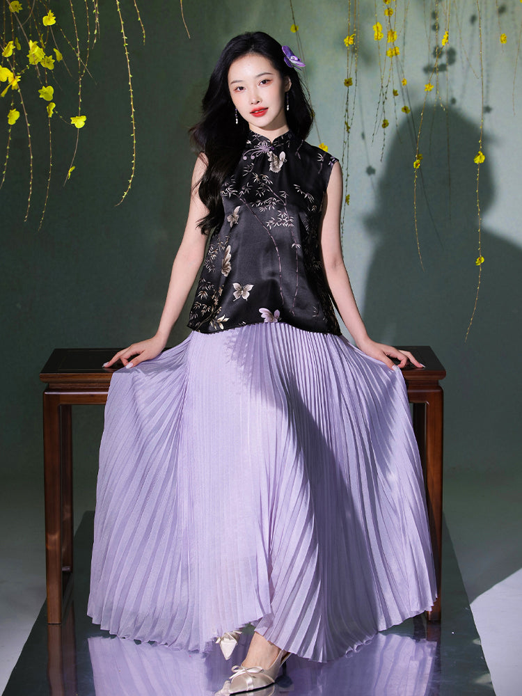 Deep purple - gray tone| Modern one-Pieces Qipao Top（阑霏）