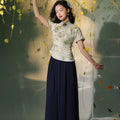 light green|Osmanthus Print Qipao top（沁寒）
