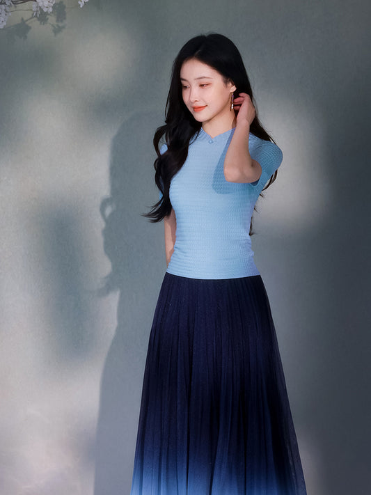 violets|Short Sleeve Qipao Top（罗芙）