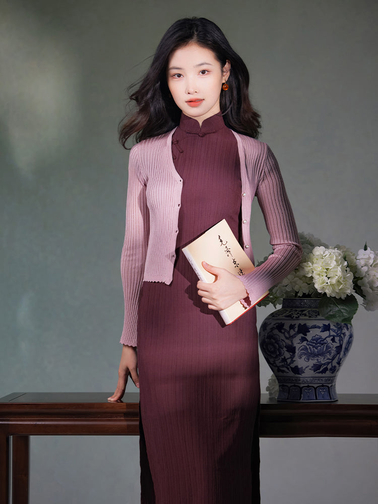 Natural Silk Acetate|flared sleeves Cardigan(俞麦)