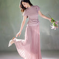 Light and airy simulated silk pleated half-skirt（翩羽）